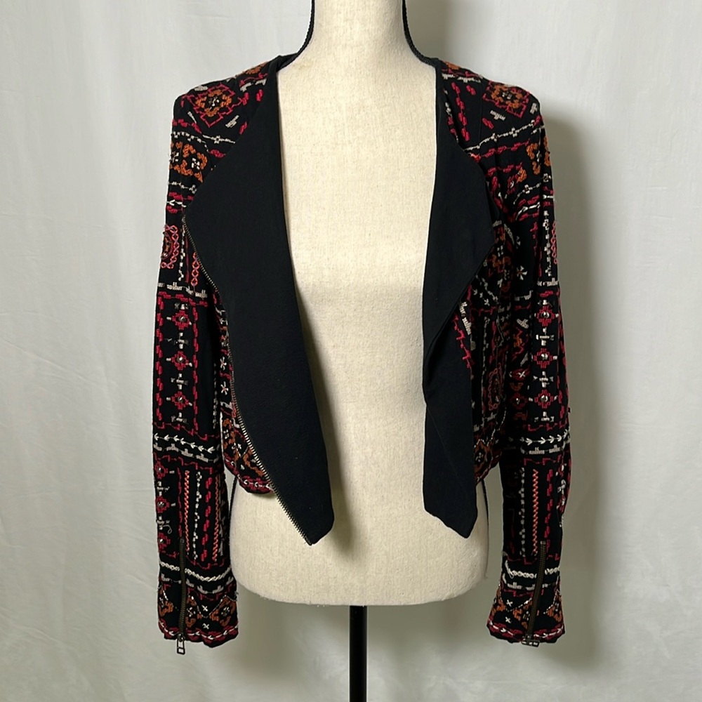 Ecote Aztec Beaded Boho Multicolor Patterned Blaz… - image 8